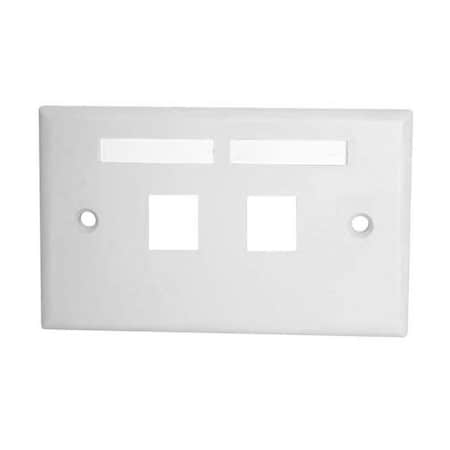 Quest Technology International Keystone Wall Plate W/ Icon Slots & Tabs, White - 2 Port, Horizontal NFP-6208